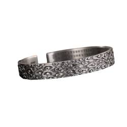 Antiker, Ethnisch Mattierter Armreif Für Damen - Vintage-Armreif Mit Verheißungsvollen Wolken, Geprägter Schrift, Manschettenarmreifen, Schmuck, Charm-Chic, Verstellbare Armbänder, Trend-Accessoi von UOMSKTY