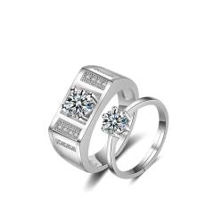 Breiter, Geometrisch Verstellbarer Paarring – Modischer, Luxuriöser Zirkon-Offener Ring Für Männer Und Frauen, Jubiläums-Eheringe, Elegante Charm-Trend-Schmuckaccessoires, Schönes Geschenk, Ein von UOMSKTY