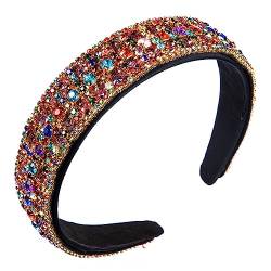 Buntes Stirnband Mit Strasssteinen Für Mädchen – Barock-Retro, Breiter Haarreifen, Modische Neuheit-Haar-Accessoires, Trend-Damen-Charme-Chic-Haarkrone, Outdoor-Party, Strand, Schmuck, Kopfbedecku von UOMSKTY