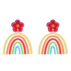 Cartoon-Acryl-Regenbogen-Anhänger-Ohrringe Für Damen – Modisch, Neuartig, Langer Ohrhänger, Süße Blumen-Ohrstecker, Ohrhänger, Charm-Trend, Schmuck-Accessoires, Ästhetische Ohrringe, Geschenk von UOMSKTY
