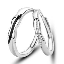 Charm Paare Passende Ringe Für Damen Und Herren – Modische Zirkon-Emaille-Streifen, Offener Ring, Verstellbare Eheringe, Exquisiter Ewigkeitsversprechen-Ring, Schmuckzubehör, Geschenk, Ein Paar Ri von UOMSKTY