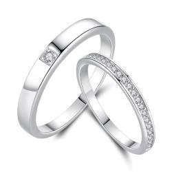 Charm Paare Passende Ringe Für Damen Und Herren – Modischer Minimalistischer Geometrischer Offener Ring, Verstellbare Eheringe, Exquisiter Zirkon-Ewigkeitsring, Schmuckzubehör, Geschenk, Ein Paar von UOMSKTY