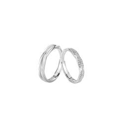 Charm-Ringe Für Paare, Passende Ringe Für Damen Und Herren - Modische Blätter, Die Sich Winden, Offener Ring S925, Verstellbare Eheringe, Exquisiter Versprechensring Mit Zirkoneinlage, Schmuckzube von UOMSKTY