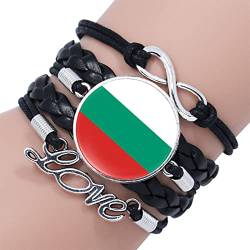 Geflochtenes Armband Mit Bulgarischer Flagge - Charm-Chic-Abzeichen, Mehrschichtiges Leder, Gewebter Armreif, Punk, Verstellbare Kette, Armband, Neuartiges Patriotisches Schmuckzubehör, Geschenk Fü von UOMSKTY