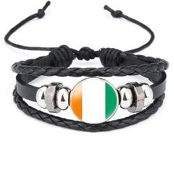 Gewebte Armbänder Mit Flagge Der Elfenbeinküste - Charm-Chic-Armreif Aus Geflochtenem Leder Mit Nationalflagge, Verstellbar, Neuheit Patriotischer Schmuck Accessoires Paar Punk Armband Souvenir Ges von UOMSKTY