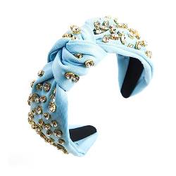 Glänzendes, Mit Strasssteinen Geknotetes Stirnband Für Frauen – Modisch, Elegant, Blau, Mädchen-Haarreifen, Barock-Trend, Haar-Accessoires, Charme, Neuheit, Schmuck, Haarkrone, Flippige Party-Kop von UOMSKTY