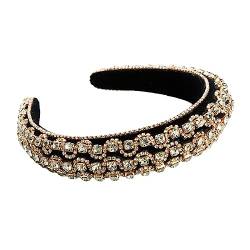 Goldene Strasskette Haarband Weiblich – Charm Neuheit Mädchen Haarreifen Retro Palast Luxus Breite Kopfbedeckung, Damen Trend Haarkrone Haarschmuck Schicker Schmuck Kopfschmuck, Universell von UOMSKTY