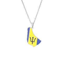 Halskette Mit Emaille-Flaggen-Anhänger Von Barbados – Personalisierte Minimalistische Barbados-Insel-Land-45-Cm-Kette,Charm-Hip-Hop-Patriotismus-Schmuck Für Damen-Herren-Pullover,Weiß,50 Cm Oder 1 von UOMSKTY