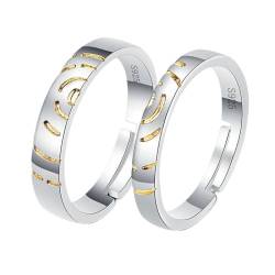 Kreativer, Verstellbarer Paarring Mit Fingerabdruck – Minimalistischer, Gestreifter, Offener Ring, Jahrestag, Eheringe, Schmuck, Mode Für Männer Und Frauen, Versprechensring, Charm-Trend-Accessoir von UOMSKTY