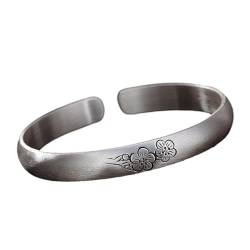 Minimalistischer Blumen-Armreif Mit Verstellbarer Manschette Für Männer Und Frauen - Antikes, Ethnisches Armband Mit Pflaumenblütenprägung, Damenarmbänder, Charm-Trend, Schmuck, Vintage-Accessoi von UOMSKTY