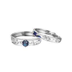 Modische S925-Ringe Für Paare - Romantischer, Verstellbarer Meteor-Ring, Schmuck, Verträumter Offener Ring Aus Blauer Emaille, Exquisite Eheringe Für Verliebte, Männer Und Frauen, Ein Paar Ringe von UOMSKTY