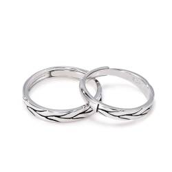 Modische S925-Ringe Für Paare - Trendige, Geprägte Zweige, Verstellbarer Ring, Schmuck, Einfacher Offener Ring, Exquisite Ewigkeitsversprechen, Eheringe Für Liebhaber, Männer Und Frauen, Ein Paar von UOMSKTY