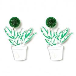 Niedliche Grüne Acryl-Ohrhänger Mit Pflanzenmotiv Für Damen - Modisches Party-Accessoire, Pailletten-Ohrstecker, Charm-Anhänger Mit Cartoon-Motiv, Langer Ohrhänger, Statement-Schmuck, Geschenke, von UOMSKTY