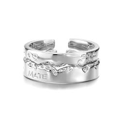 Passende Paare-Ringe Für Damen Und Herren - Modischer, Unregelmäßiger Lava-Offener Ring Mit Soul-Mate-Prägung, Eheringe, Verstellbarer Ewigkeitsversprechen-Ring, Schmuckzubehör, Geschenk, Ein Pa von UOMSKTY