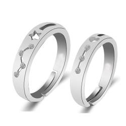 Passende Ringe Für Modische Paare – Trendiger, Hohler Sternbild-Sterne-Ring, Verstellbarer Ring, Schmuck, Zirkon-Offener Ring, Charme Exquisiter Ewigkeits-Eheringe Für Liebhaber, Männer Und Fraue von UOMSKTY