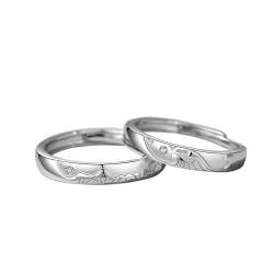 Passende Ringe Für Paare Für Damen Und Herren - Charm Fashion Mountains Waves Offener Ring S925, Verstellbare Eheringe, Exquisiter Ewigkeitsversprechen-Ring, Schmuck, Accessoires, Geschenk, Ein Paa von UOMSKTY