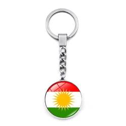 Schlüsselanhänger Mit Nationalflagge Kurdistans – Exquisiter, Wendbarer Glas-Schlüsselanhänger, Zeit-Edelstein-Anhänger, Schmuck, Ornamente, Modetrend, Landesflagge, Dekoration, Accessoires, Ge von UOMSKTY