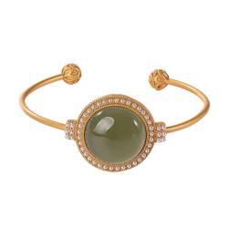 Stilvoller, Verstellbarer Armreif Für Damen - Luxuriöses, Ethnisches Hetian-Jade-Jaspis-Perlen-Geometrisches Armband, Damenarmbänder, Vintage-Trend, Schmuck, Charm, Schicke Accessoires, Geschenk, von UOMSKTY