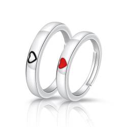 Trendige, Verstellbare Versprechensringe Für Paare – Exquisiter, Süßer Offener Herz-Email-Ring, Verlobungs- Und Ehering-Schmuck, Charm-Modeaccessoires Für Verliebte, Frauen, Männer, Geschenk, E von UOMSKTY