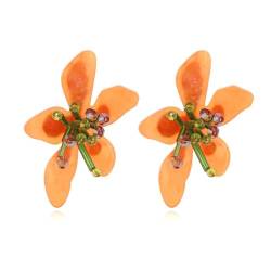 Tropfenohrringe Aus Acryl Mit Blumenperlen Für Frauen Und Mädchen – Modische Ohrringe Mit Orangefarbenen Blumen, Zarter, Übertriebener Ohrhänger, Charme, Schicker Schmuck, Damenaccessoires, Gesc von UOMSKTY