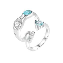 UOMSKTY Unregelmäßige Geometrische Offene Ringe Für Paare – Modischer Verstellbarer Zirkon-Mondstein-Ring, Jubiläums-Eheringe, Charm-Chic-Versprechensring, Schmuckzubehör, Männer-Frauen-Geschenk, Ein von UOMSKTY