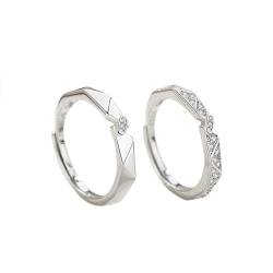 Verstellbare Passende Ringe Für Paare - S925-Rhombus-Geometrischer Offener Ring Für Damen Und Herren, Luxuriöse Zirkon-Eheringe, Charm-Chic-Ewigkeitsschmuck, Accessoires, Geschenk Für Verliebte, von UOMSKTY