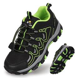 UOVO Turnschuhe Jungen Wanderschuhe Sneakers Kinder Trekking Schuhe Outdoor Sportschuhe Laufschuhe Schwarz Grün Gr.29 von UOVO