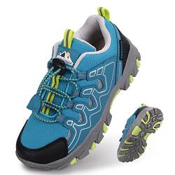 UOVO Turnschuhe Mädchen Wanderschuhe Sneakers Kinder Trekking Schuhe Outdoor Sportschuhe Laufschuhe Blau Grün Gr.27 von UOVO