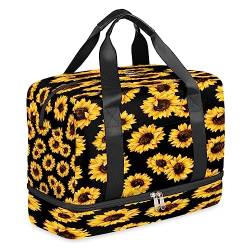 Afrikanische Damen-Reisetasche für Damen, Sporttasche mit Schuhfach, Tragetasche für Yoga, Workout, Training, Sonnenblume, 16.1 x 8.2 x 11.8 inch von UOYO