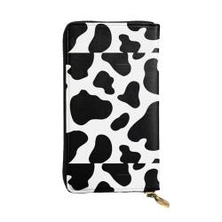 Cow Spot Unisex Leder Reißverschluss Geldbörse Kosmetiktasche für Party Reise Urlaub Geschenke, Schwarz , Einheitsgröße von UPIKIT