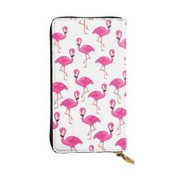 Pinker Flamingo Unisex-Ledergeldbörse mit Reißverschluss, Kosmetiktasche für Party, Reisen, Urlaub, Geschenke, Schwarz , Einheitsgröße von UPIKIT