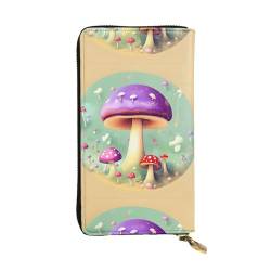 Purple Dream Mushroom Unisex-Geldbörse aus Leder mit Reißverschluss, Kosmetiktasche für Party, Reisen, Urlaub, Geschenke, Schwarz , Einheitsgröße von UPIKIT