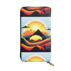 Sunrise Mountain Unisex-Geldbörse aus Leder mit Reißverschluss, Kosmetiktasche für Party, Reisen, Urlaub, Geschenke, Schwarz , Einheitsgröße von UPIKIT