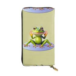 The Funny Frog Doing Yoga Unisex Leder Reißverschluss Geldbörse Kosmetiktasche für Party Reise Urlaub Geschenke, Schwarz , Einheitsgröße von UPIKIT