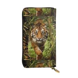 Tiger im Dschungel Unisex Leder Reißverschluss Geldbörse Kosmetiktasche für Party Reise Urlaub Geschenke, Schwarz , Einheitsgröße von UPIKIT