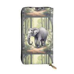 Walking Elephant Unisex-Geldbörse aus Leder mit Reißverschluss, Kosmetiktasche für Party, Reisen, Urlaub, Geschenke, Schwarz , Einheitsgröße von UPIKIT