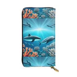 Whales Under The Sea Unisex-Geldbörse aus Leder mit Reißverschluss, Kosmetiktasche für Party, Reisen, Urlaub, Geschenke, Schwarz , Einheitsgröße von UPIKIT