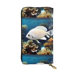 White-Golden Fish Unisex Leder Reißverschluss Geldbörse Kosmetiktasche für Party Reise Urlaub Geschenke, Schwarz , Einheitsgröße von UPIKIT