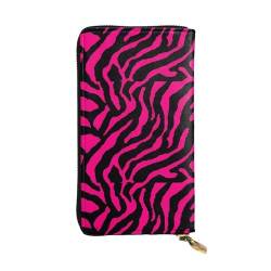 Zebra Tiger Leopard Pink Unisex Leder Reißverschluss Geldbörse Kosmetiktasche für Party Reise Urlaub Geschenke, Schwarz , Einheitsgröße von UPIKIT