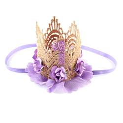 UPKOCH Mädchen-Stirnband Hüte für Babymädchen baby stirnbänder weißes Stirnband Krone Haarschmuck für Mädchen die Blumen Geburtstagsblume schmücken Hut neugeboren Dekorationen Violett von UPKOCH