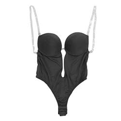 Einteilige Unterwäsche, Bequeme, Weich Gepolsterte Körbchen, Verstellbare, Abnehmbare Träger, Sexy Unterwäsche, Praktischer, Elastischer Belüftungskorsett Bodysuit, für Die Hochzeit(Schwarz) von UPQRSG