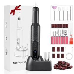 URAQT Elektrische Nagelfräser, 12 In 1 Elektrische Nagelfeile Pediküre Maniküre, 20000 u/Min USB Aufladbar Fräser/Nagelfeilen für gelnägel, Sicher für Anfänger Profi, Geschenke für Frauen(Schwarz) von URAQT