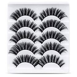 URAQT Falsche Wimpern, 5 Paare 3D Künstliche Wimpern Natürliche Dicke Lange Flauschige Wimpern, Curl Make-up-Wimpern, False Eyelashes, Schwarz (52) von URAQT