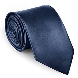 URAQT Herren Krawatten, Satin Elegant Krawatte 8 cm für Herren, Klassische Hochzeit Krawatte für Büro oder Festliche Veranstaltungen (Navy blau) von URAQT