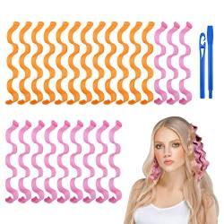 URAQT Lockenwickler, 24 Stück Spiral Locken Wave Styling Kit, Haar Lockenwickler Hair Curler mit Styling Haken für alle Frisuren (30cm) von URAQT