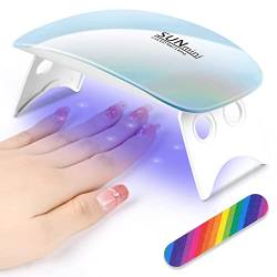 URAQT Mini UV Lampe für Gelnägel, USB Tragbar LED Nagellampe, 60s/120s Timer, Nageltrockner Lampe mit 6 LED Lampen, mit Nagelfeile, Nagelwerkzeuge für Trockner Fingernägel und Zehennagel (Blau) von URAQT