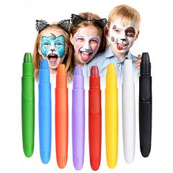 URAQT Schminkstifte, 8 Farben Gesichtsfarbe Kinderschminke Set Mädchen, Abwaschbare Bodypainting Farben Körpermalfarben, Kinderschminken Buntstifte für Fasching Geburtstagsfeie Halloween (8 Farben/A) von URAQT