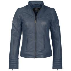 URBAN 5884 Damen Lederjacke, Jacke aus echtem Lammfell, Kurz und Enganliegend, Glattes und Weiches Leder, Blau, 3XL von URBAN 5884