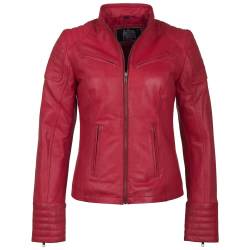 URBAN 5884 Damen Lederjacke, Jacke aus echtem Lammfell, Kurz und Enganliegend, Glattes und Weiches Leder, Rot, 3XL von URBAN 5884