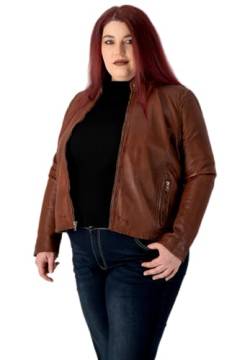 URBAN 5884 Damen Lederjacke RILEY, Echtes Lammfell Jacke für Plus Size Langlebig und weich im Griff, Cognac, 42 von URBAN 5884